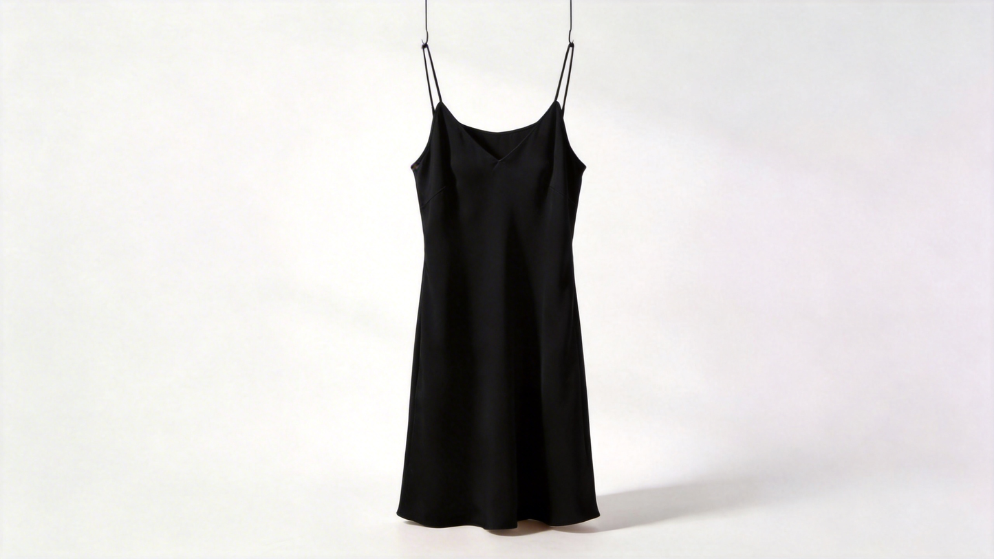 Women’s Elegant Satin Midi Dress - Black