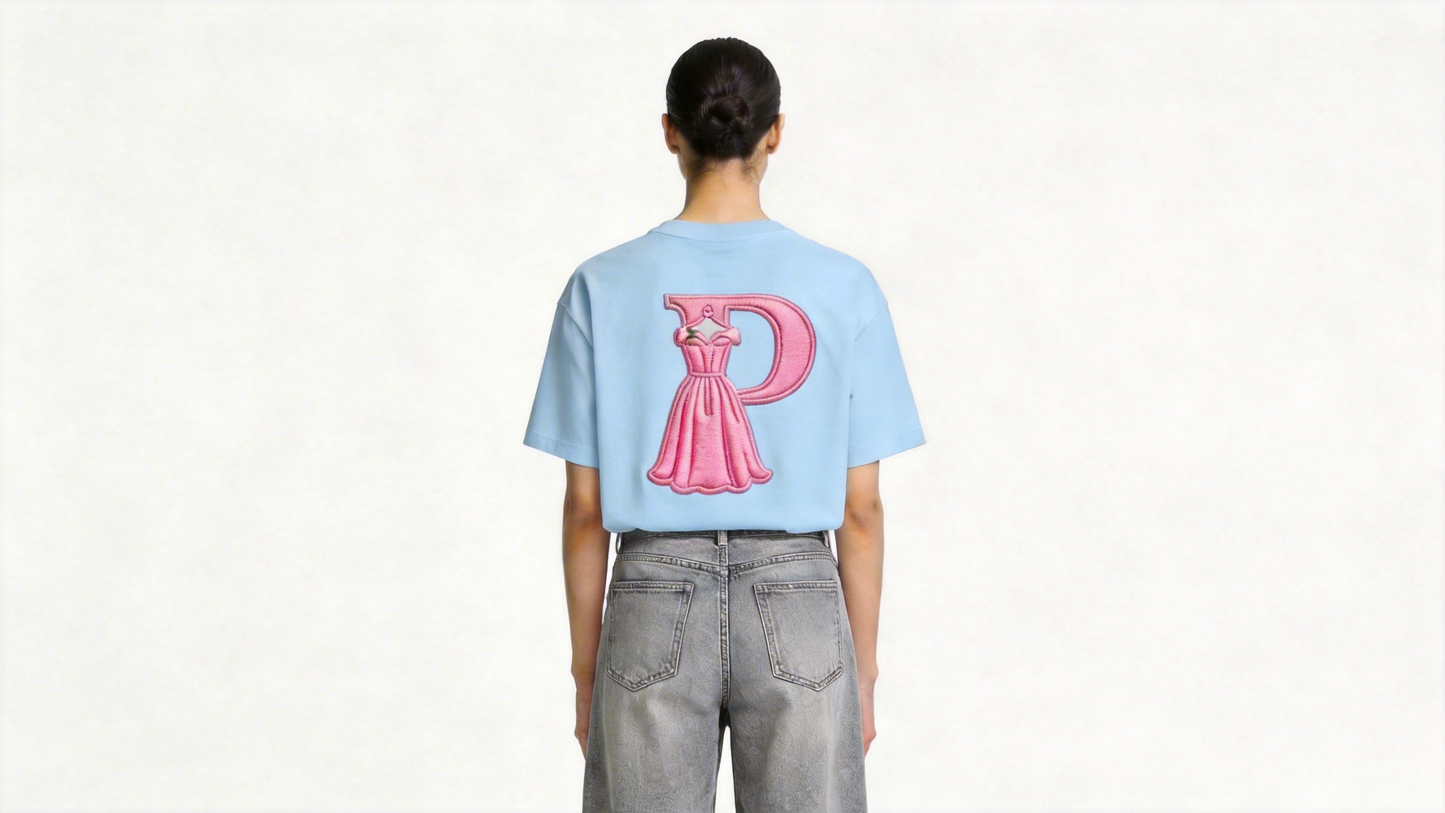 Perlity Women’s Light Blue Embroidered Short Sleeve Top