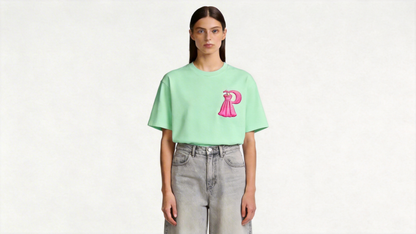 Perlity Women’s Mint Green Embroidered Short Sleeve Top