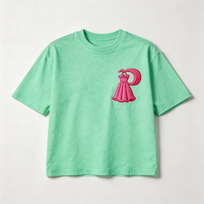 Perlity Women’s Mint Green Embroidered Short Sleeve Top