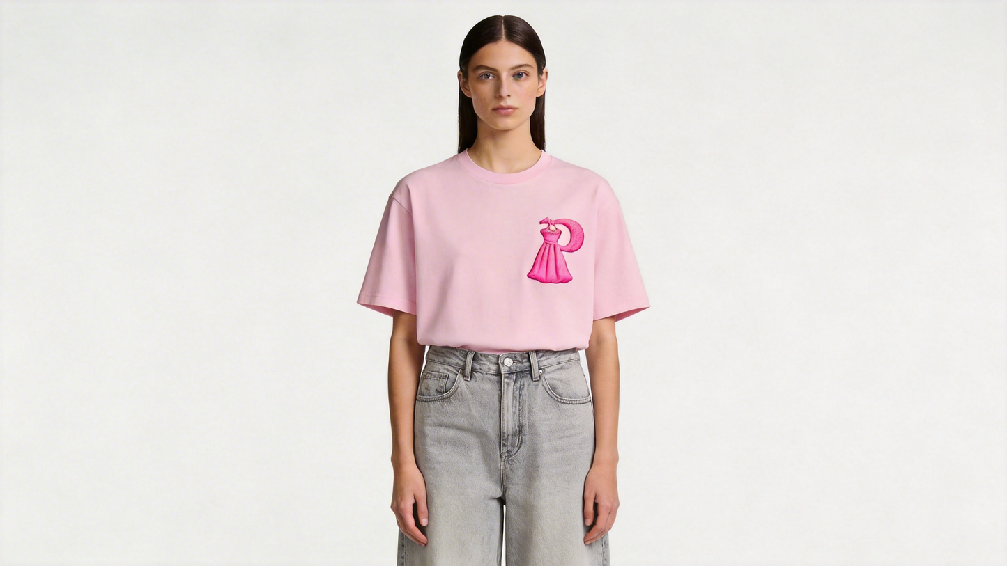 Perlity Women’s Pink Embroidered Short Sleeve Top