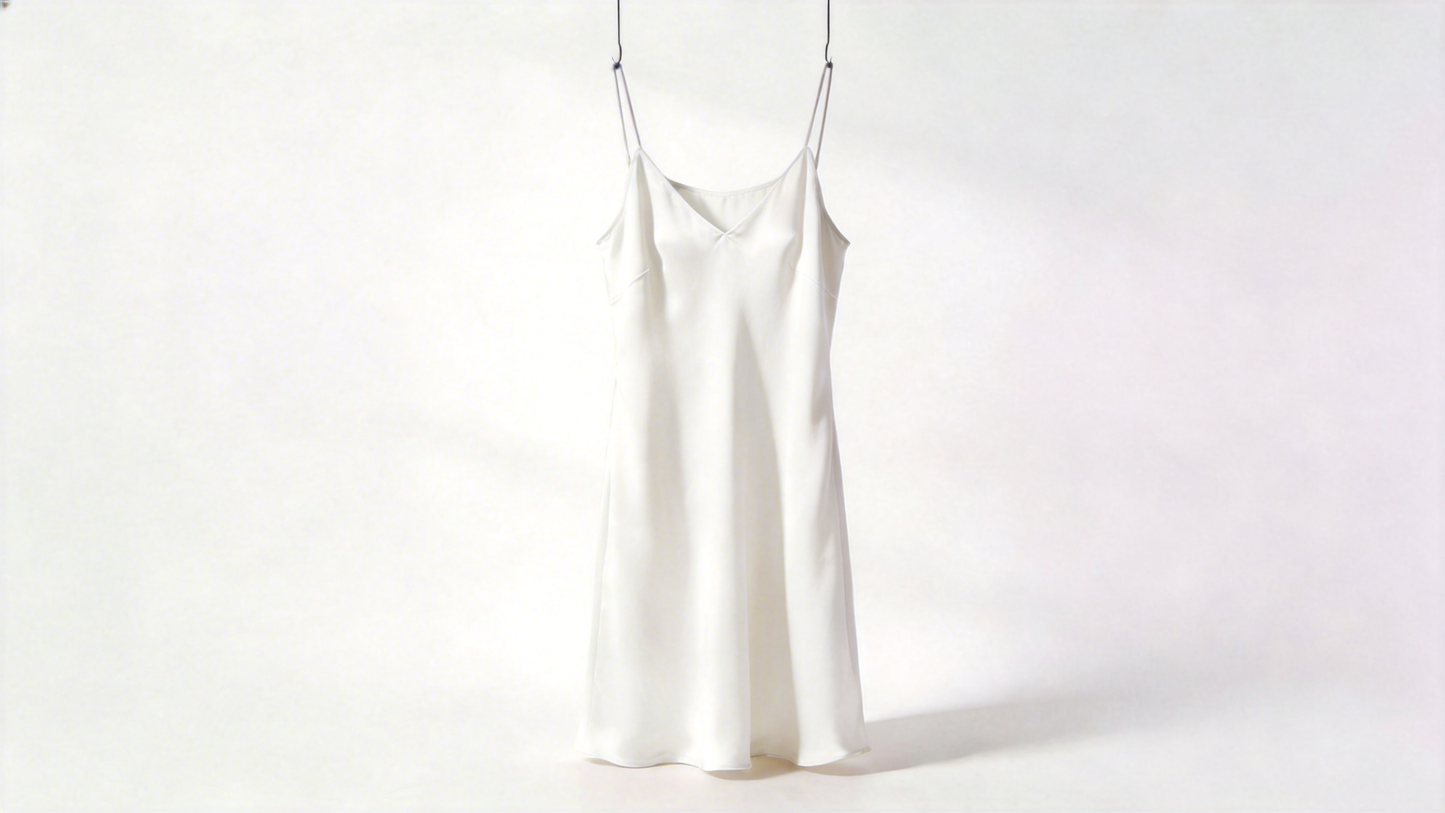 Women’s Elegant Satin Midi Dress - White