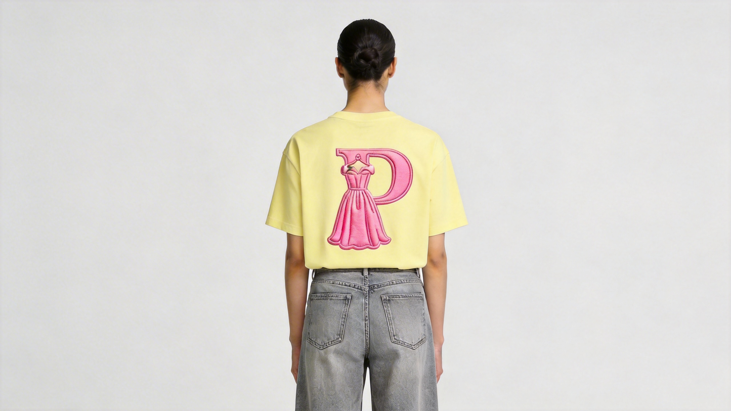 Perlity Women’s Light Yellow Embroidered Short Sleeve Top